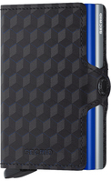 Secrid Twinwallet Briefttasche Schwarz, Blau Aluminium, Echtes Leder