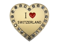 Magnet Schweiz I love Switzerland auf metallenem Herzen