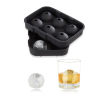 Relaxdays Eiskugelform Silikon, für 4,5 cm Eiskugeln, 2-teilig, Portionierer mit Deckel, HxBxT: 5 x 18 x 13 cm, schwarz