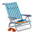 Relaxdays Liegestuhl klappbar, 8-stufig verstellbar, Strandstuhl mit Nackenkissen, Armlehnen & Flaschenöffner, blau/weiß
