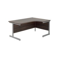 Jemini Right Hand Radial Desk 1800x1200mm Dark Walnut/Silver KF802073