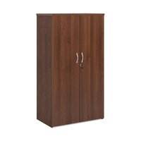 Universal double door cupboard 1440mm high with 3 shelves - walnut