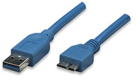 USB3.0 Anschlusskabel Stecker Typ A - Stecker Micro B, Blau 2 m