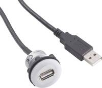 Beépíthető USB aljzat, USB 2.0 A aljzat - USB A dugó, 1,5 m, LED, fekete, Tru Components 1457894