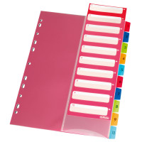 Register A4 PP 1-10 mit Indexblatt farbig, PP, Prägung 1-10, A4, 223 x 297 mm