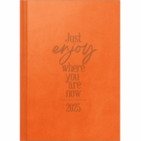 Buchkalender futura 2 A5 1 Woche/2 Seiten Kunstleder Just Enjoy orange 2025