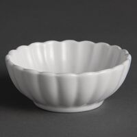 Olympia Ribbed Miniature Dishes 80mm Porcelain White Serving Bowls 12pc