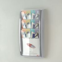 Wall mounted coloured leaflet dispensers - 3 x A4 pockets, grey