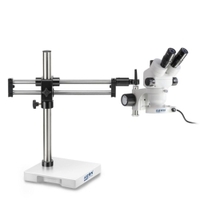 Stereo-Zoom-Mikroskop-Set Trinokular 0,7-4,5x; Doppelarm-Ständer (Platte) LED-Ring