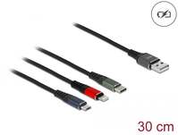 Delock 87236 3az1-ben USB 2.0 A - Lightning/USB Micro-B/USB Type-C töltő kábel 30cm (87236)