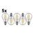 5er Set LED Filamentlampe A60, E27, 7W 2700K 810lm 300°, klar