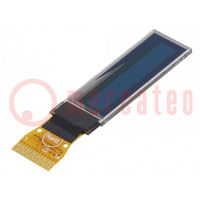 Display: OLED; grafisch; 0,84"; 96x16; Afm: 29,1x9,2x1,3mm; wit