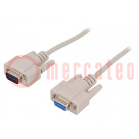 Cable; D-Sub 9pin socket,D-Sub 9pin plug; Len: 2m; Øcable: 5mm