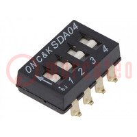 Switch: DIP-SWITCH; Poles number: 4; ON-OFF; 0.025A/24VDC; Pos: 4