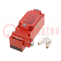 Safety switch: key operated; XCSC; NC + NO x2; IP67; metal; red