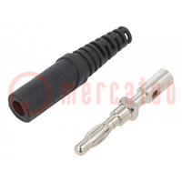 Plug; 4mm banana; 32A; 33VAC; 70VDC; black; non-insulated; 2.5mm2