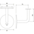 Skizze zu Handlaufträger mit Winkel, Wandabstand 75 mm, Edelstahl matt