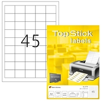 TOPSTICK 8778 - ETIQUETAS AUTOADHESIVAS UNIVERSALES A4 PEQUEÑO (38,1 X 29,6 MM, PAPEL) 100 HOJAS, 45 ETIQUETAS POR HOJA, 4500 ET