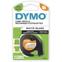 DYMO Naprasowanki na ubrania LetraTag | Oryginalne | Rolka 12 mm x 2 m | Czarny druk na białym tle | Naprasowanki na ubrania do drukarek LetraTag | S0718850