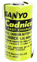 Sanyo N-3000CR battery Baby/C NiCd with solder tag z-shape
