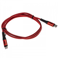 2in1 datakabel USB type C naar Lightning, nylon, 1m, rood-zwart