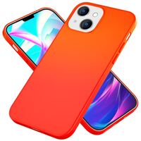 Hülle für iPhone 14 - Bunte Neon Silikon Handyhülle Samtig Weich Rutschfest Case Orange