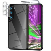 NALIA Set [5-in-1] compatible with Samsung Galaxy S23 Plus Case, [1x Clear Hybrid Phone-Cover & 2x Screen Protector Glass & 2x Camera Protector] Transparent Anti-Fingerprint, Im...