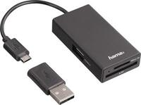 Hama 1 port USB 2.0 hub OTG funkcióval, Beépített SD kártyaolvasóval Fekete
