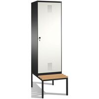 EVOLO cloakroom locker, with bench, door for 2 compartments