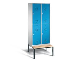 CLASSIC cloakroom locker with bench mounted underneath, double tier