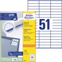 Universal-Etiketten ultragrip 70x16,9 mm VE=5.100 Etiketten / 100 Bogen weiß