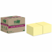Haftnotiz Super Sticky Recycling Notes 76x76mm 70 Blatt gelb VE=12 Blöcke