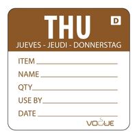 Vogue Thursday Food Safety Day Labels - Brown - Removable - 49 x 60 mm 1000 pc