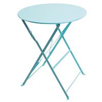 Bolero Round Pavement Style Table in Seaside Blue 595mm - Lightweight
