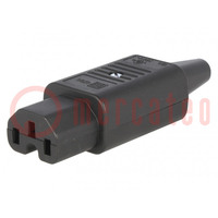 Connector: AC supply; plug; female; 10A; 250VAC; IEC 60320; 8.5mm