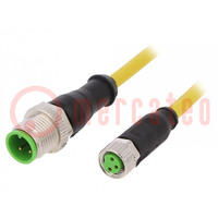 Csatlakozó kábel; PIN: 3; 600mm; 50VAC; 4A; -30÷80°C; PVC; IP67