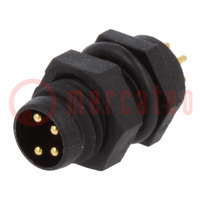 Connector: M8; male; PIN: 4; for panel mounting; socket; 3A; IP67