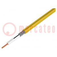 Wire: coaxial; RG179; solid; Cu; PVC; yellow; 305m; Øcable: 2.54mm