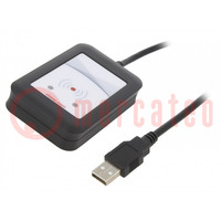 RFID-lezer; 4,3÷5,5V; USB; antenne; Bereik: 100mm; 88x56x18mm; ABS