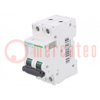 Installatieautomaat; 500VDC; Inom: 16A; Polen: 2; op DIN-rail; 20kA