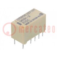 Relay: electromagnetic; DPDT; Ucoil: 3VDC; Icontacts max: 2A; PCB