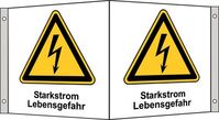 Winkelschild - Warnung vor elektrischer Spannung, Starkstrom Lebensgefahr