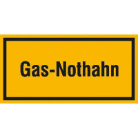 Gas-Nothahn Hinweisschild zur Betriebskennzeichnung, Alu geprägt, Größe 30x20 cm