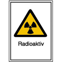 Strahlenschutz Radioaktiv Warn-Kombischild, Kunststoff, 14,8x21 cm DIN 25430 WS 100