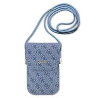 1_Guess GUOWBP4SNSB Handtasche – blaues 4G Metal Script Logo