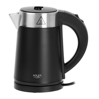 ADLER - COMPACT STAINLESS STEEL KETTLE 0.6 L - ELECTRIC MINI TRAVEL KETTLE BLACK - WIRELESS AND QUICK BOILING - IDEAL FOR CAMPIN
