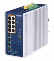 PLANET IP30 Industrial L2/L4 8-Port Managed L2/L4 Gigabit Ethernet (10/100/1000) Aluminium, Blauw