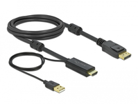 DeLOCK 85964 video átalakító kábel 2 M HDMI A-típus (Standard) DisplayPort + USB Type-A Fekete