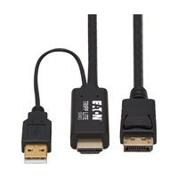 Tripp Lite P567-01M HDMI to DisplayPort Active Adapter Cable (M/M) - 4K, USB Power, Black, 1 m (3.3 ft.)