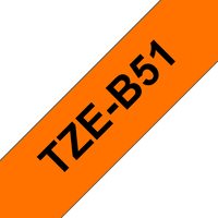 Brother TZE-B51 ruban d'étiquette Noir sur fond orange fluorescent